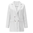 thumbnail image 5 of Baberdicy Women Coat Coat Outwear Double Long Jacket Mid Women Collar Elegant Breasted Notched Women's Coat Womens Blazer White, 5 of 5