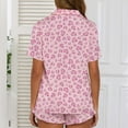 thumbnail image 4 of SWSMCLT Women's Breathable Pajama Set Boyshorts Comfy Classic Matching Sets Loungewear Set Button Chic Elastic Band Pink Medium, 4 of 4