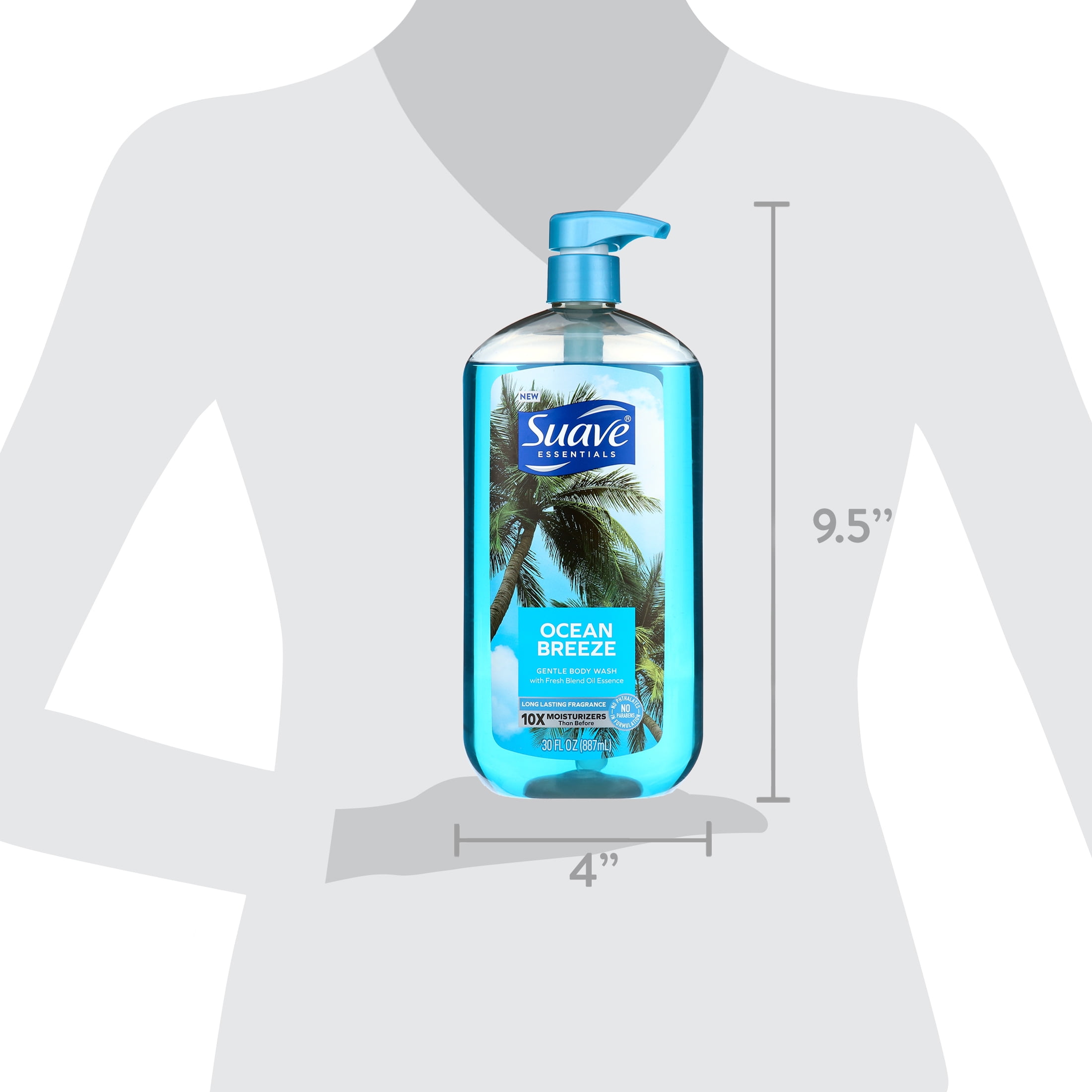 Suave Essentials Body Wash, Ocean Breeze, 30 oz