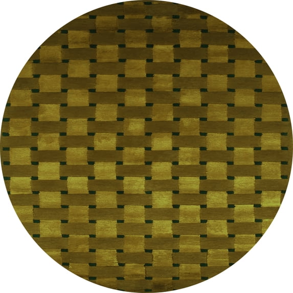 Ahgly Company Indoor Round Abstract Green Contemporary Area Rugs, 4' Round