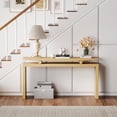 thumbnail image 4 of LKTART 55" Narrow Farmhouse Console Table, Natural Wood Veneer Sofa Table with Solid Rubberwood Supports for Entryway Living Room Hallway Apartment, 4 of 10