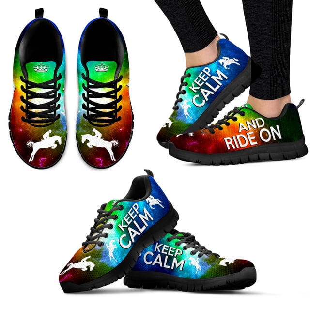Zapatillas Star Knight con estampado Keep Calm And Ride On, diseño de equitación, zapatos planos para amantes de la equitación y el hobby
