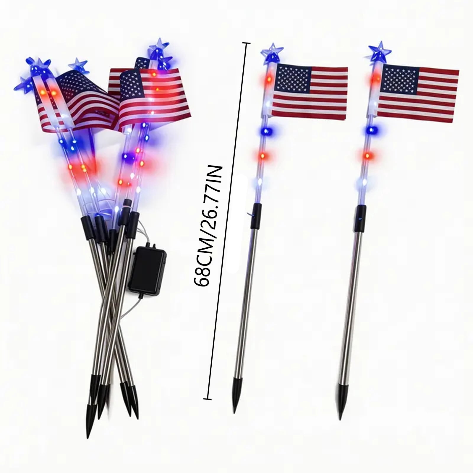 Premium Solar American Flag Pathway Lights, 8 Pack IP65 Waterproof Red White Blue Solar Garden Decor, Auto On/Off Patriotic Outdoor Lights for 250th Independence Day, Yard, Garden
