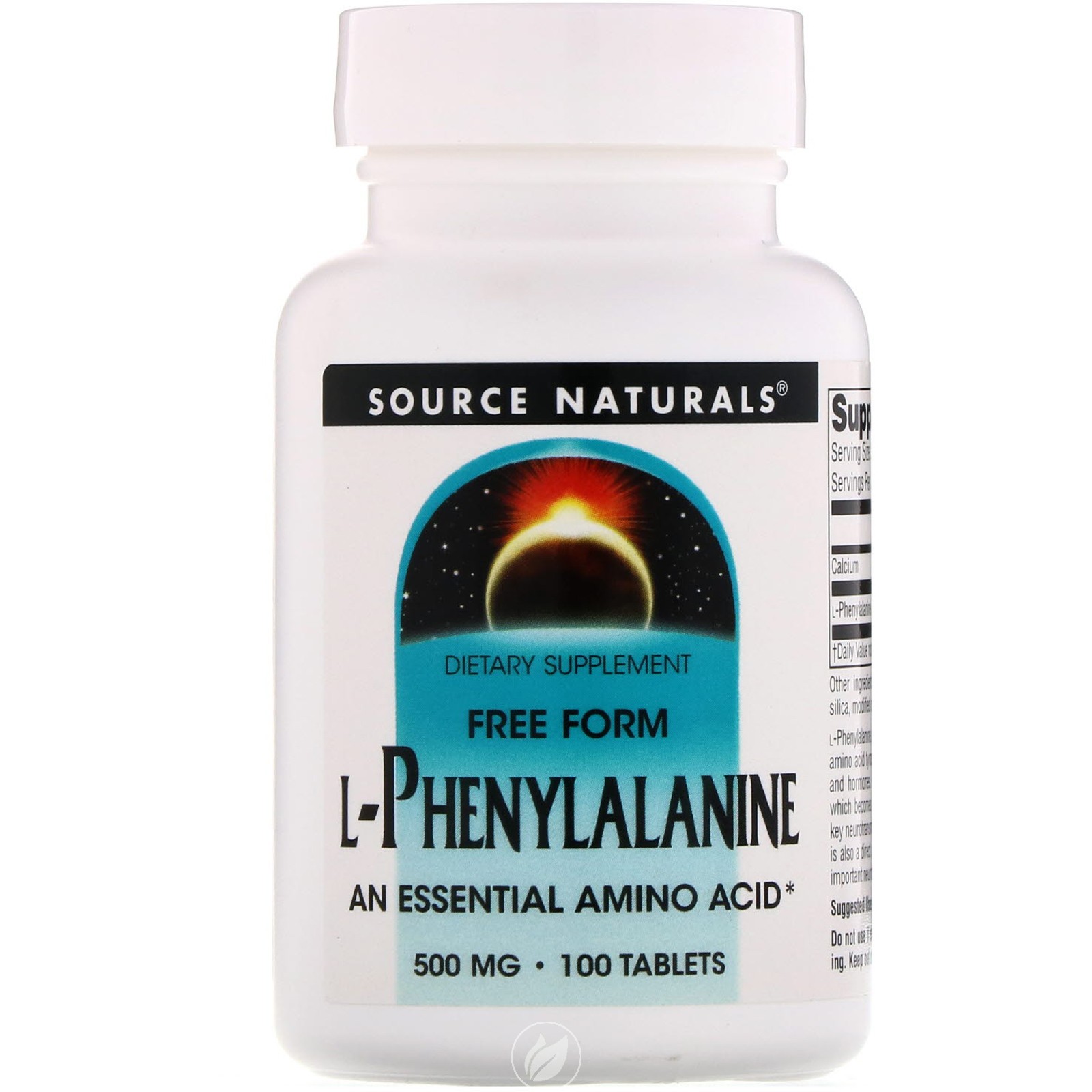 Source Naturals, L-Phenylalanine, 500 mg, 100 Tablets , Pack of 2