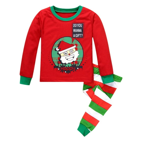 XDZJLR Kids Toddler Boys Pajamas Baby Girls Christmas Printed Pajama Set Clothes Set Pj'S Sleepwear Green 2-3 Years