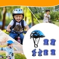 thumbnail image 3 of Casco de bicicleta para niños con rodilleras, coderas, muñequeras, equipo para patinar Azul, 3 of 6