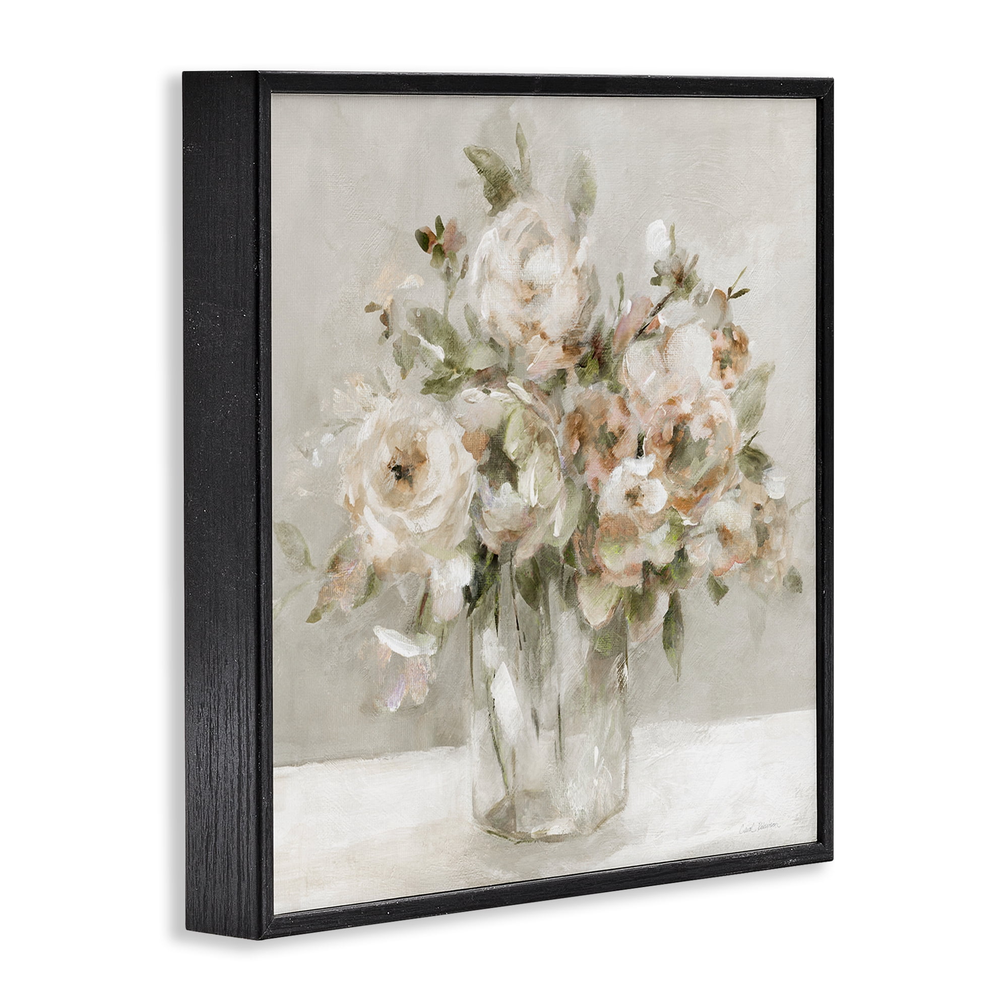 Stupell Industries Soft Neutral Floral Still Life Black Framed Giclee Art, design by Carol Robinson
