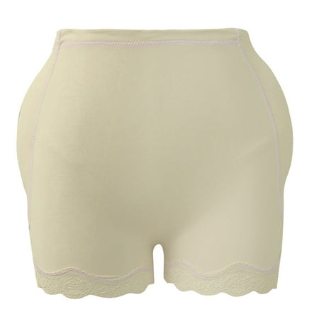 

BIZIZA Cotton Briefs for Women Plus Size Comfortable Women s Butt Lifter Underwear Booty Pads Lace High Waisted Panties for Women Beige 4XL