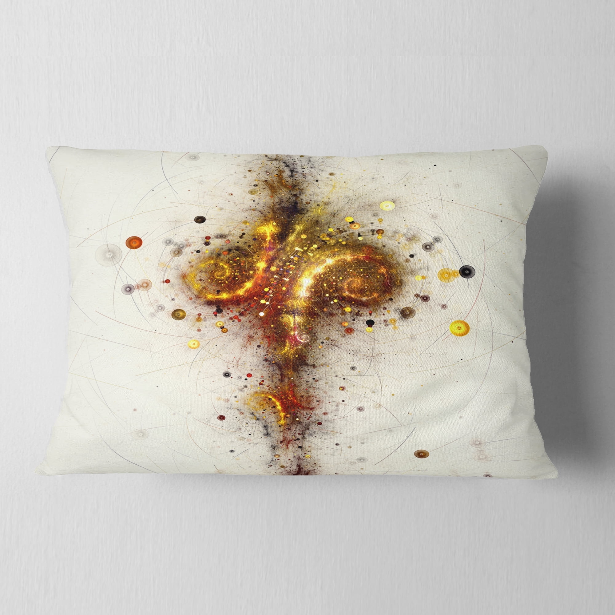 Designart Dark Yellow Fractal Art Design - Abstract Throw Pillow - 12x20