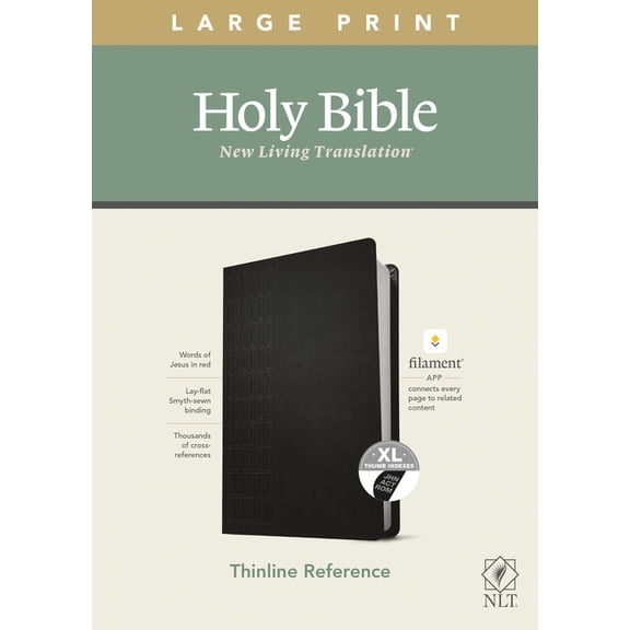 NLT Large Print Thinline Reference Bible, Filament Enabled Edition (Red Letter, Leatherlike, Black, Indexed), (Hardcover)