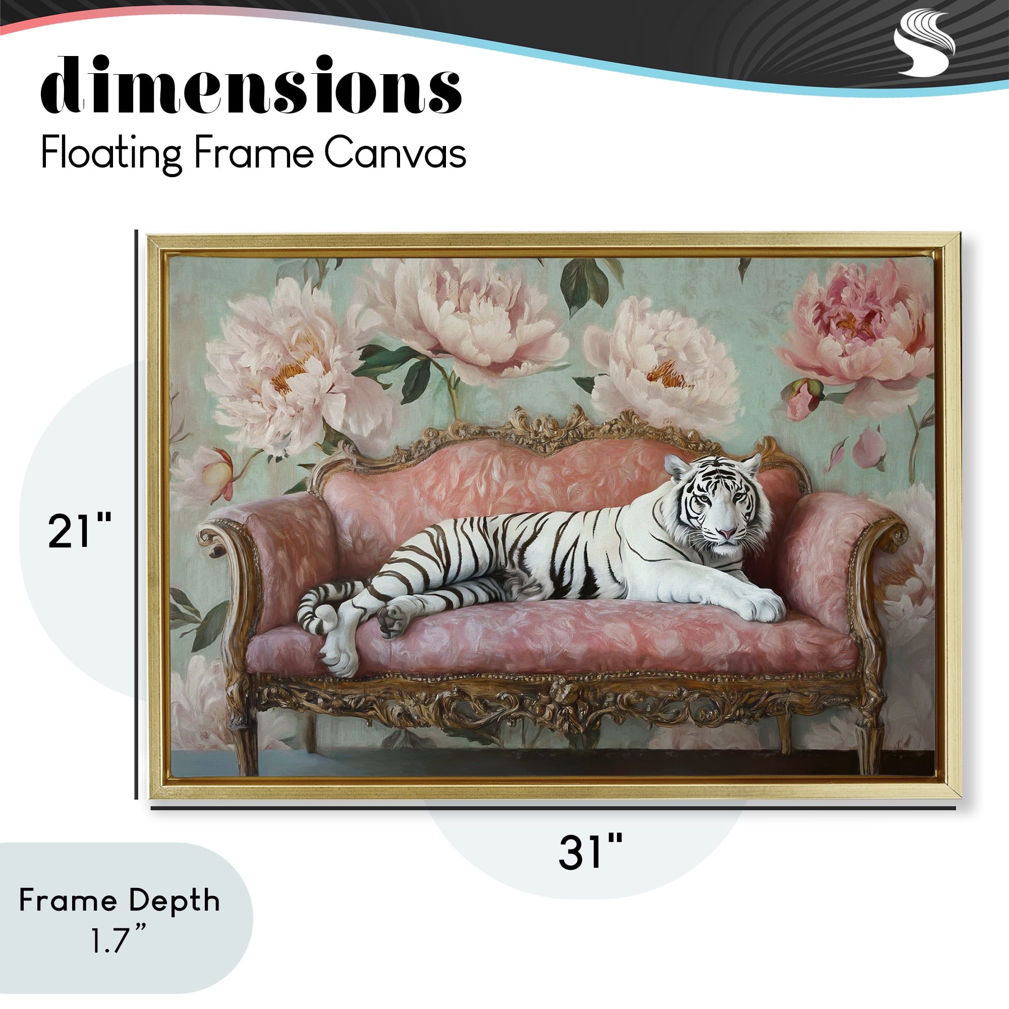 Stupell Industries Where The Tiger Dreams Gold Framed Floater Canvas Wall Art, design by Tina LeCour