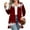 Deep Red, variant on Women's Fall and Winter Fashion Casual Print Long Sleeve Mid-Length Cardigan Jacket, Christmas Theme for Holiday Season,Deep Red,2XL