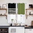 thumbnail image 2 of Sage Green Black Kitchen Curtains Window Panels, Farmhouse Striped Modern Abstract Art Insulated Window Treatment Curtain, Grommet Curtains for Bedroom/Living Room/Bathroom, 2 Piece 27.5"Wx39"L, 2 of 8