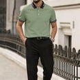 thumbnail image 2 of HAJWOH Polo Shirts for Men Dressy Casual Button Collared Golf T Shirt Classic Solid Color Business Summer Blouses, 2 of 7