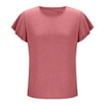 thumbnail image 6 of Sevevn Fashion Women's Casual Short Sleeve Solid Ladies Round Neck Top Blouse Pink M Beach Vacation Clothes for Women, 6 of 8