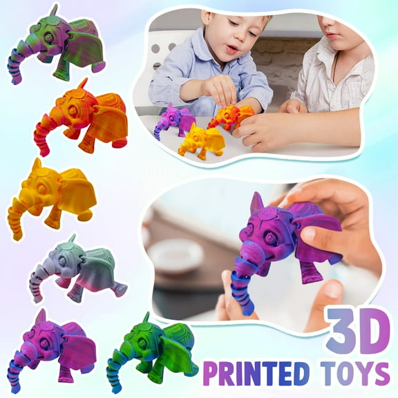 Printed Elephant Vibrant 3D Printed Elephant Figurine – Colorful Decorative Elephant Statue, Unique Home or Office Desk Ornament, Gift for Boys and Adults, Durable PLA Material, Handcrafted Art Piece