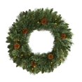 thumbnail image 2 of Nearly Natural 24in. White Mountain Pine Artificial Christmas Wreath with 35 LED Lights and Pinecones, 2 of 5