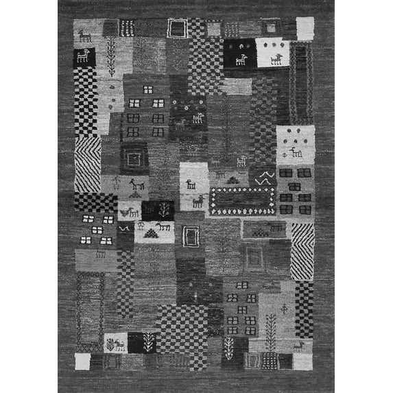 Ahgly Company Indoor Rectangle Abstract Gray Contemporary Area Rugs, 2' x 4'