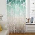 thumbnail image 5 of Green Ombre Coastal Sheer Curtains 45 Inches Long, Sea Nautical Summer Beach Starfish Coral Light Filering Curtains, Breathable Simi Curtain Privacy Drapes for Kitchen Bathroom Small Window Treatment, 5 of 9