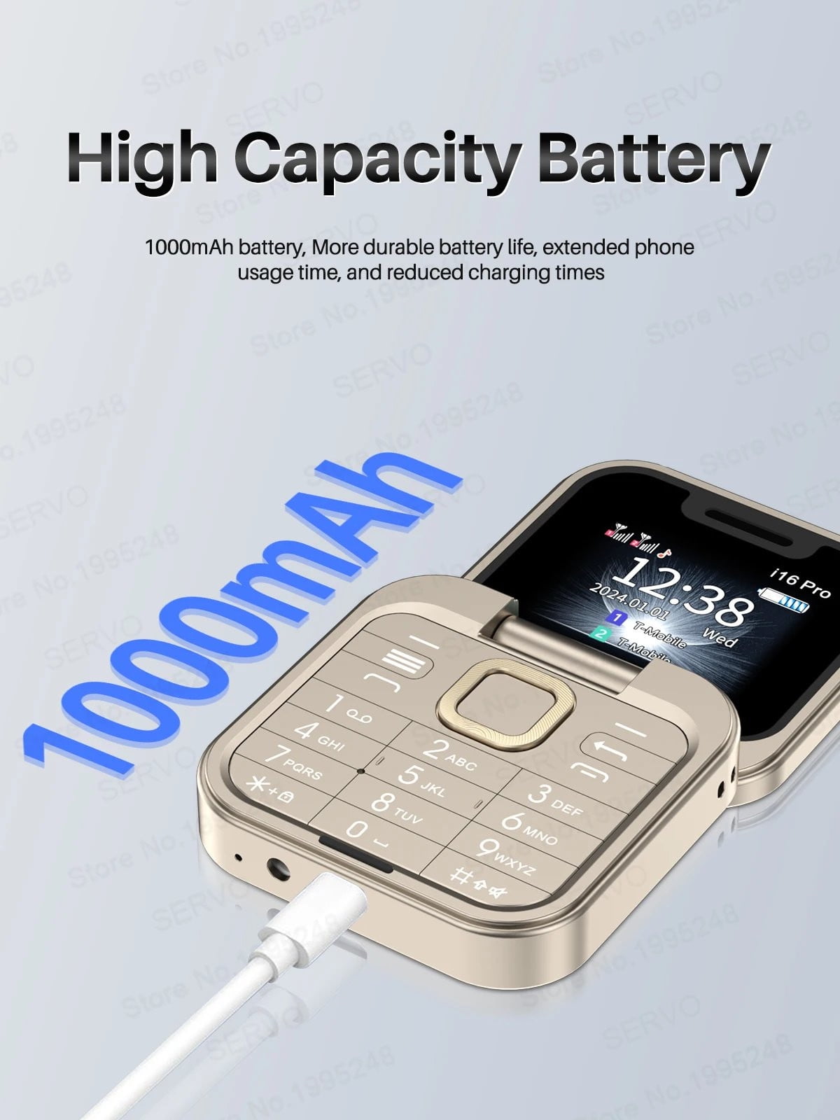 Kyusrd Folding Flip Phone Double SIM Double Standby Mini Backup Phone