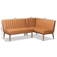 Baxton Studio Daymond Mid-Century Modern Tan Faux Leather Upholstered and Walnut Brown Finished Wood 5-Piece Dining Nook Set main image 1