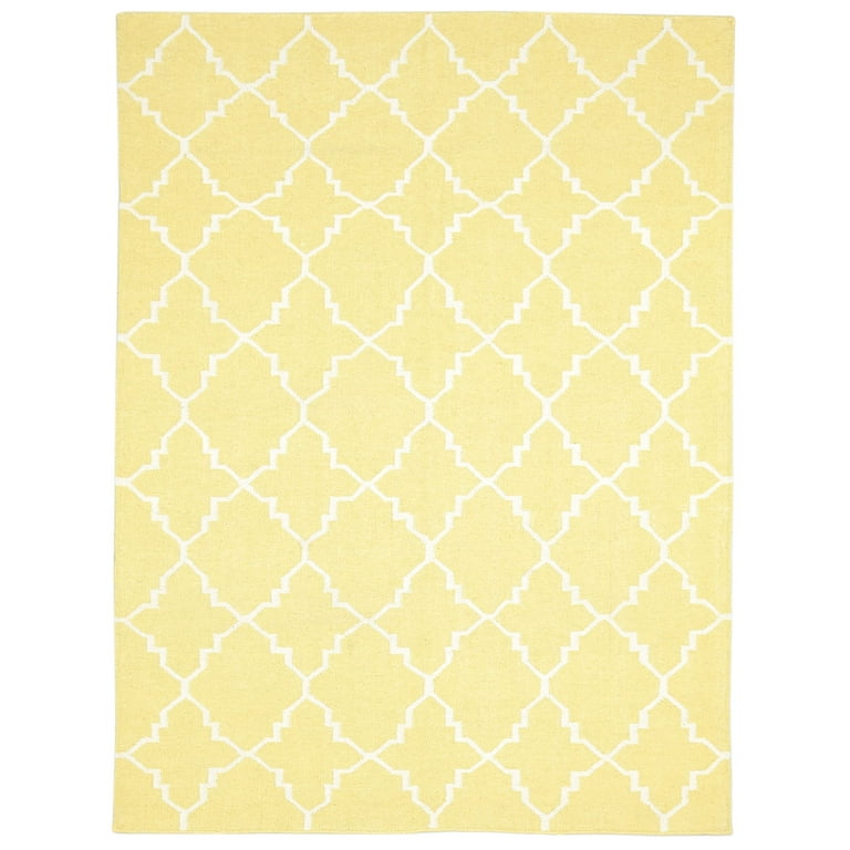 Gold Wool Rug 5' X store 8' Modern Dhurrie Scandinavian Solid Room Size Carpet