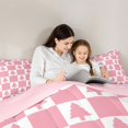 thumbnail image 5 of Feelyou Cartoon Xmas Tree Bedding Comforter Set for Kid, Merry Christmas Twin Comforter Sets, Pink Plaid Buffalo Reversible Bedding Set, Lightweight Room Decor, 2pcs, 5 of 8