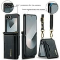 thumbnail image 6 of Crossbody Strap Case for Samsung Galaxy Z Flip 6 5G,Premium PU Leather Magnetic Detachable 2-In-1 Card Pocket Back Flip ID Credit Card Slots Kickstand Shockproof Business Slim Phone Case,Black, 6 of 12