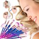 thumbnail image 5 of Juego de 12 pinceles de maquillaje multicolor con estuche tejido portátil, ideal para profesionales y principiantes., 5 of 6