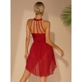 thumbnail image 5 of Doomiva Women Modern Contemporary Dance Dress Lyrical Leotard Costume Chiffon Flowy Dress Burgundy XL, 5 of 7