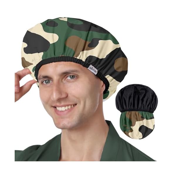 wonima11 Shower Cap for Men, Waterproof Reusable Hair Cap with Dual-Layer Design, Reversible Double-Sided Use, Stretchable Elastic Band, Comfortable Fit for Shower, Gym, Hair Care & Travel