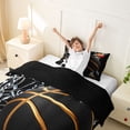 thumbnail image 3 of Castle Fairy Basketball Print Twin Duvet Cover, Hoop Silhouette Pattern Twin Bedding, Black Gold White,Black Reversible,2pcs,1 Duvet Cover and 1 Pillowcase, 3 of 6