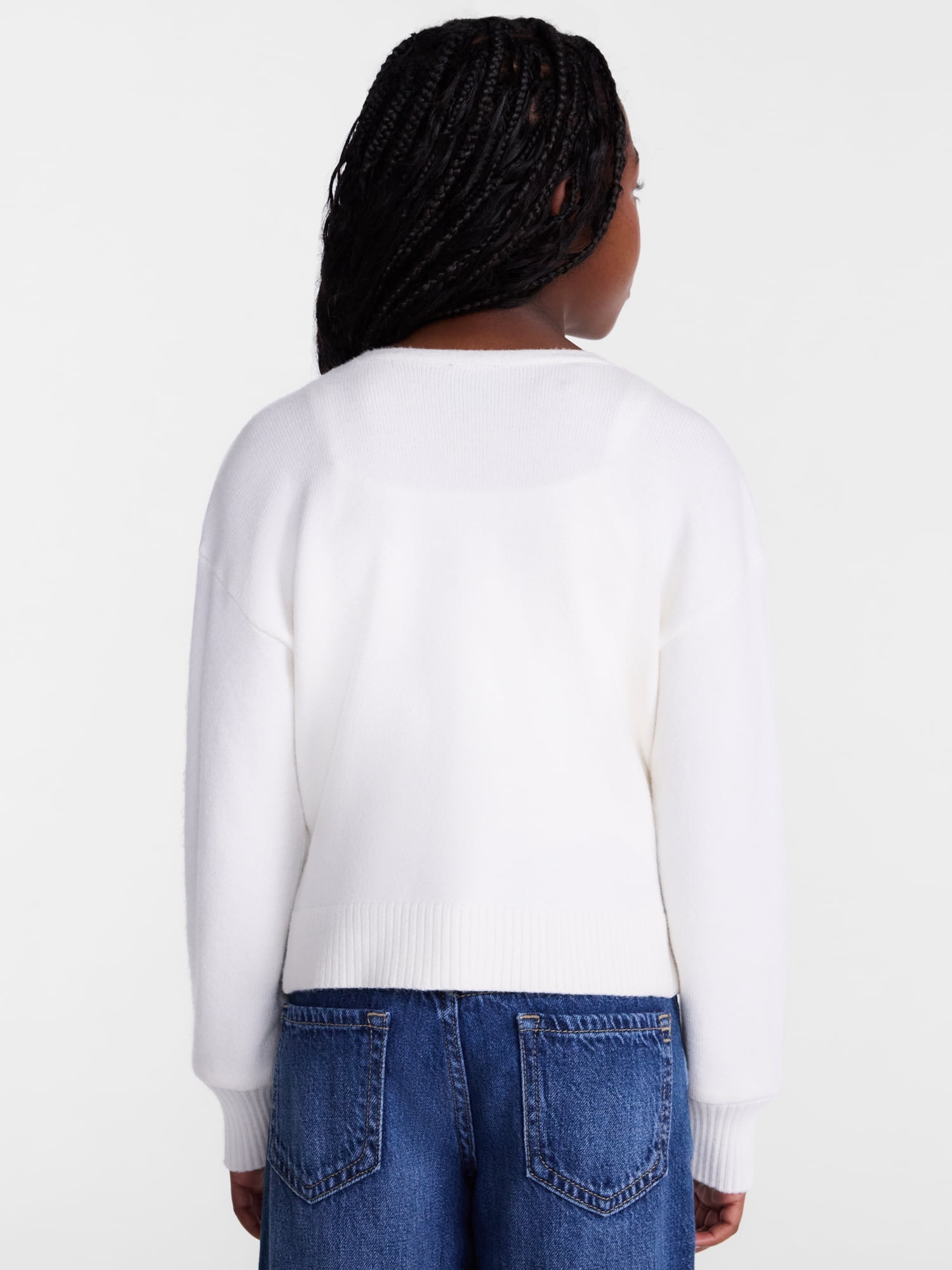Wonder Nation Girls Bow Front Cardigan with Long Sleeves, Sizes 4-18 & Plus