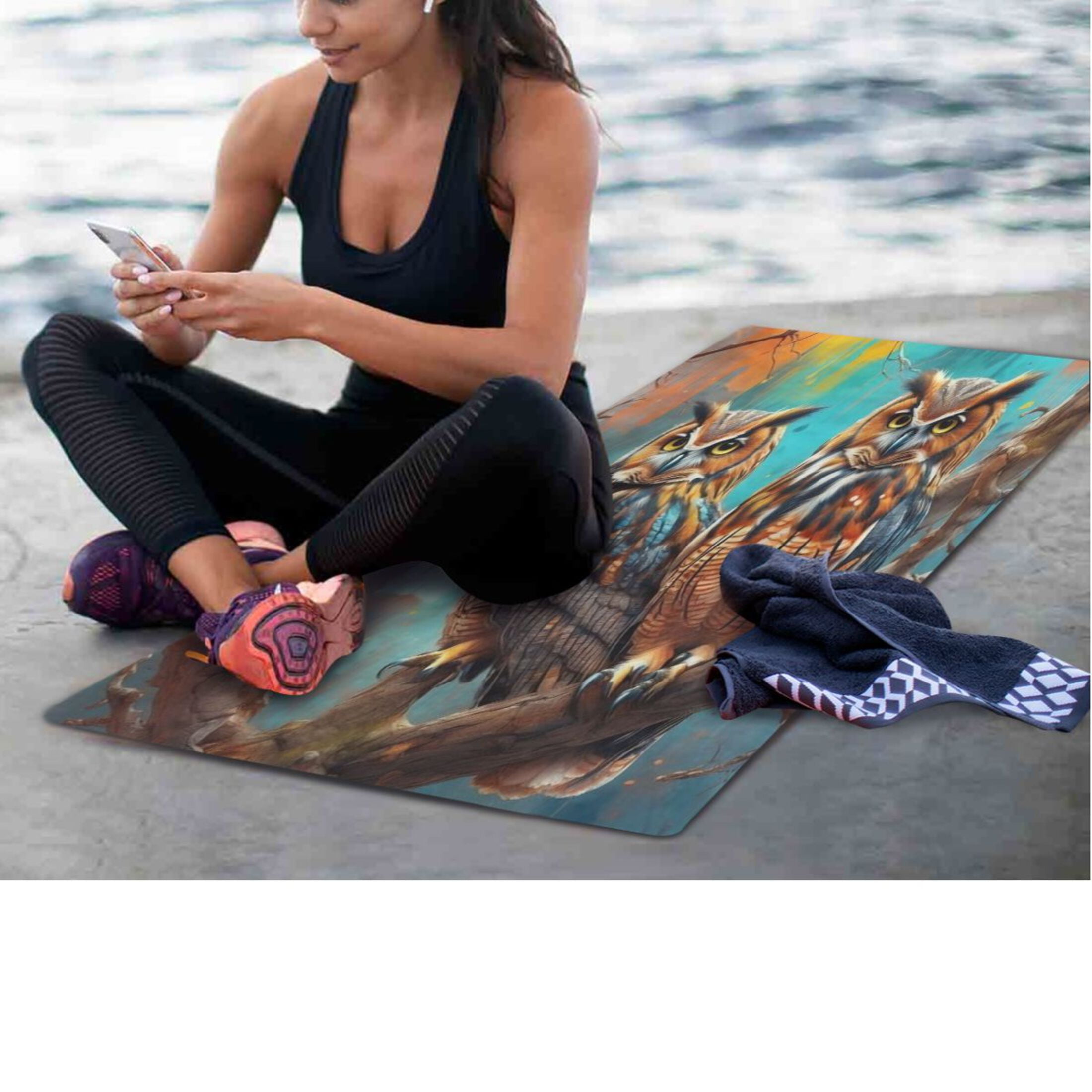BZSMCE Yoga Mat Women Fitness Mat Wise Owls in The Autumn Pattern