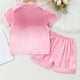 thumbnail image 4 of Odeerbi 1-8 Años Niños Niñas Pijama de Verano de Satén Con Solapa de Muesca Camisa de Manga Corta Pantalón Conjunto de Ropa de Dormir Suave, 4 of 9