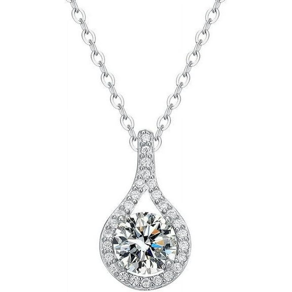 1 Carat Moissanite Pendant Necklace Women's Diamond Necklace 18K White Gold Lab Diamond Pendants for Necklaces for Women Moissanite Necklace for Wife Lab Diamond Necklace