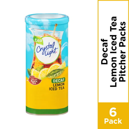 (6 Pack) Crystal Light Decaffeinated Lemon Iced Tea Drink Mix, 6 count Canister, 36