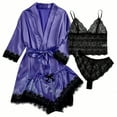 thumbnail image 2 of Lindreshi Lingerie for Women Set 4-Piece Women Garter Lingerie Set Robes Lace Bodysuit Deep-V Neck Underwear, 2 of 2