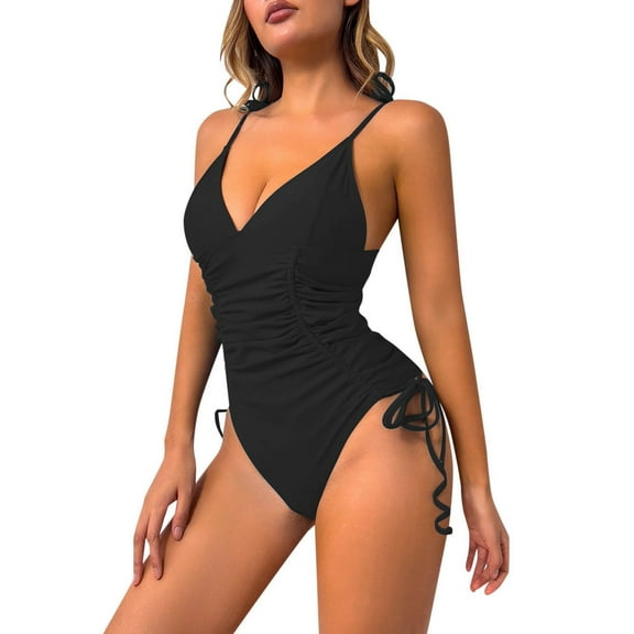 QHFBli Women One Piece Swimsuits Tummy Control Bathing Suits Sexy Ruched Swimwear