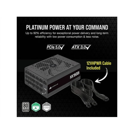 CORSAIR - HXi Series 1500W 80 Plus Platinum Fully-Modular Ultra-Low Noise ATX Power Supply - Black