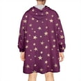 thumbnail image 2 of Wearable Oversized Blanket,Purple Christmas Star Pattern Wearable Blanket Hoodie for Adults,Cozy Hooded Blankets with Super Pockets,Super Warm Fuzzy Pullover for Women & Men, 2 of 6