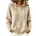 thumbnail image 2 of Yigetop Warm Sweaters for Women Crew Neck Soft Hoodies Fall Winter Cozy Knitted Hooded Pullover Loose Fit Lightweight Comfy 2026 Daily Wear Tops Beige L, 2 of 5