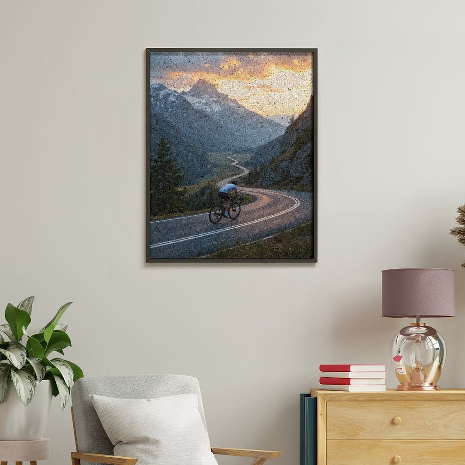 Paint by Numbers Kit for Adults, Cyclist Mountain Sunrise Journey Paint by Numbers, Easy Paint by Numbers Kit for Adults Beginner, DIY Adult Paint by Number Kits on Canvas, 12x16in Home Decor