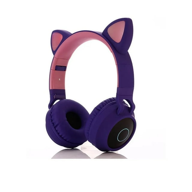 Audífonos diadema Gadgets and Fun Gato luces de colores bluetooth Morado