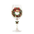 thumbnail image 2 of 4-Piece Hand-Painted Christmas Wine Glasses – Crystal Goblets with Tree Snowflake Design for Holiday, 2 of 6