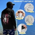 thumbnail image 4 of SEANATIVE Fishing Hoodie with Mesh Mask for Men Sun Protection Full Face Neck Coverage 4th of July Performance Fishing Shirt USA Theme Rash Guard, S, Deer Skull American Flag Pattern Black, 4 of 7