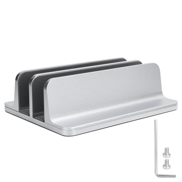 Soporte vertical para computadora portátil con ranuras dobles ajustables Soporte de escritorio para computadora de aleación de aluminio