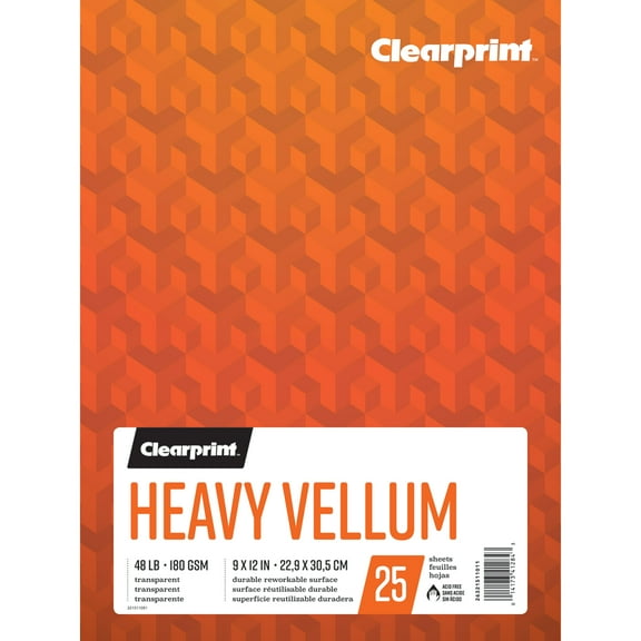 Clearprint Heavy Vellum 9" x 12" Pad, 48 lb. / 180 GSM, 25 Sheets/Pad