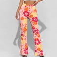 thumbnail image 6 of HAOTAGS Women Yoga Pants,Butt - Lifting Printed High Elastic Waist Flared Pants Pink M, 6 of 9
