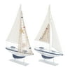 20"H, 13"W White Wood Sail Boat Sculpture, by DecMode (2 Count)